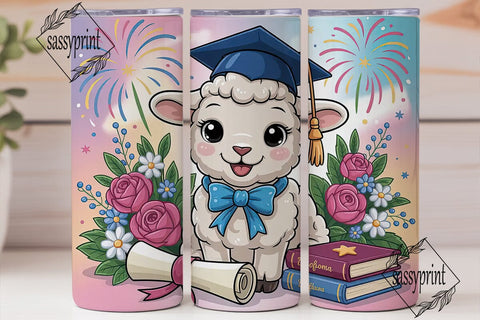 Graduation Lamb 20oz Tumbler Wrap Sublimation sassyprint 