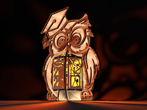 Graduation Lamp Owl SVG LaserCutano 