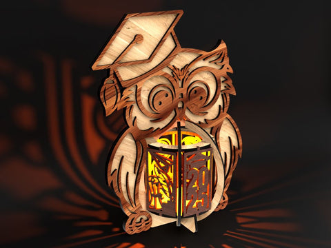 Graduation Lamp Owl SVG LaserCutano 