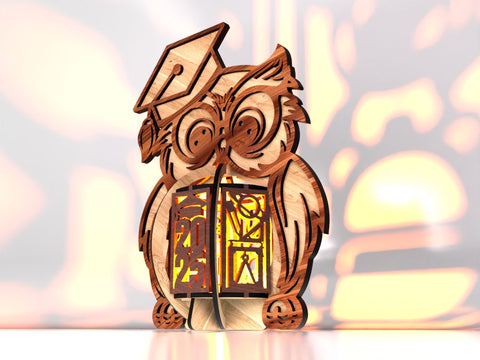 Graduation Lamp Owl SVG LaserCutano 