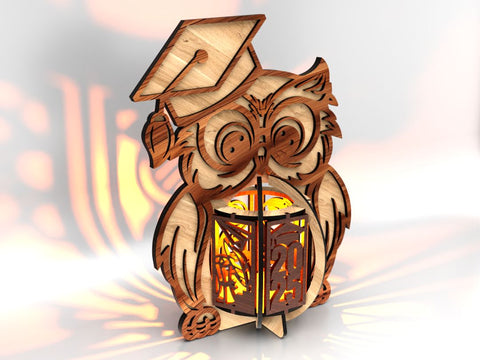 Graduation Lamp Owl SVG LaserCutano 