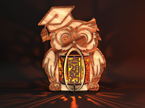 Graduation Lamp Owl SVG LaserCutano 