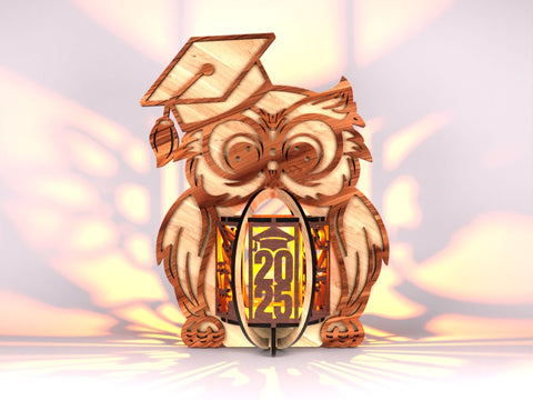 Graduation Lamp Owl SVG LaserCutano 
