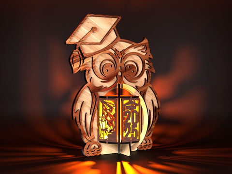 Graduation Lamp Owl SVG LaserCutano 