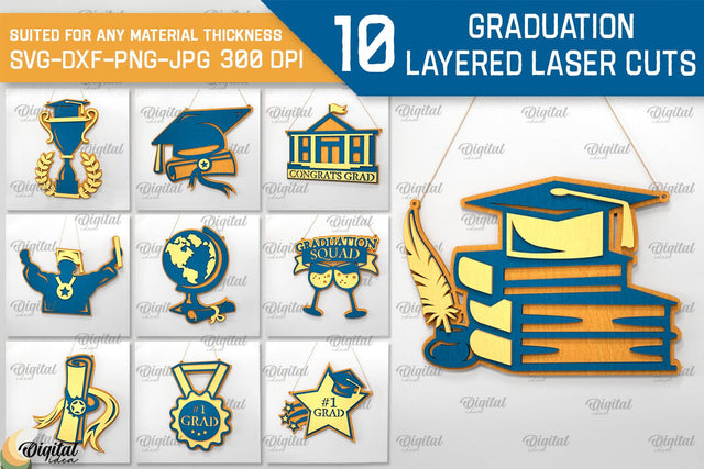 Graduation Layered Laser Cut Bundle. Graduation Signs Wall Decor SVG SVG Evgenyia Guschina 