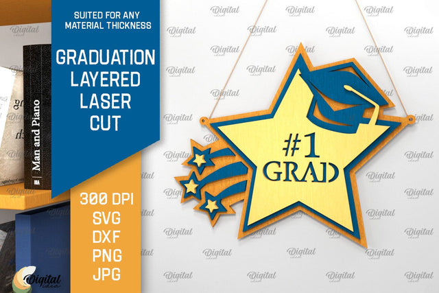 Graduation Layered Laser Cut. Graduation Sign Wall Decor SVG SVG Evgenyia Guschina 