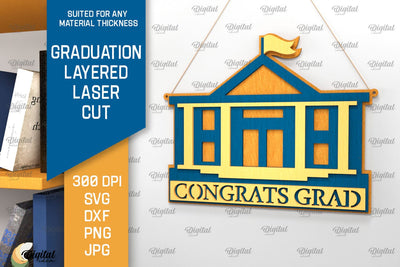 Graduation Layered Laser Cut. Graduation Sign Wall Decor SVG SVG Evgenyia Guschina 