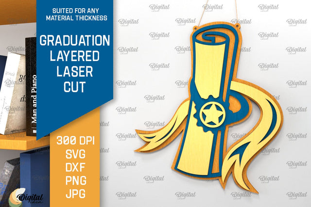 Graduation Layered Laser Cut. Graduation Sign Wall Decor SVG SVG Evgenyia Guschina 