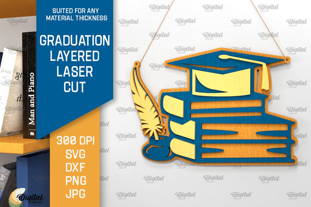 Graduation Layered Laser Cut. Graduation Sign Wall Decor SVG SVG Evgenyia Guschina 
