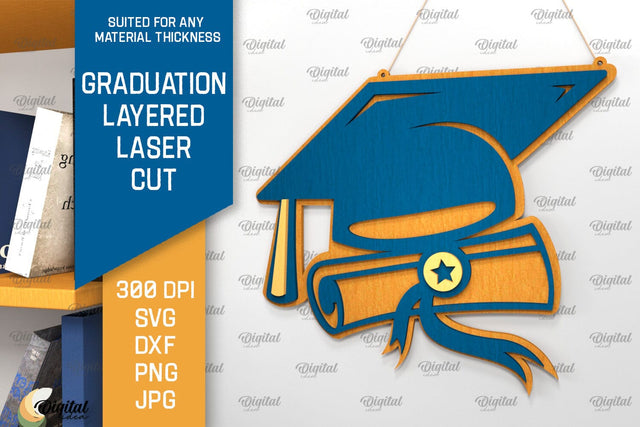 Graduation Layered Laser Cut. Graduation Sign Wall Decor SVG SVG Evgenyia Guschina 