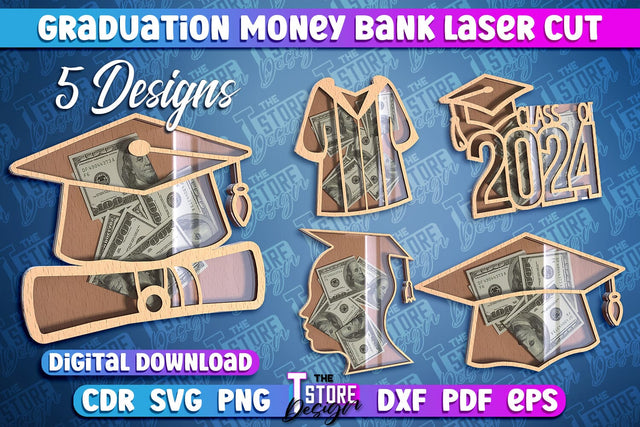 Graduation Money Bank Laser Cut | Grad 2024 Box Laser Cut Design SVG The T Store Design 