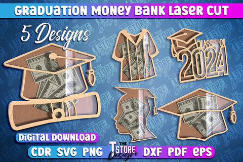 Graduation Money Bank Laser Cut | Grad 2024 Box Laser Cut Design SVG The T Store Design 