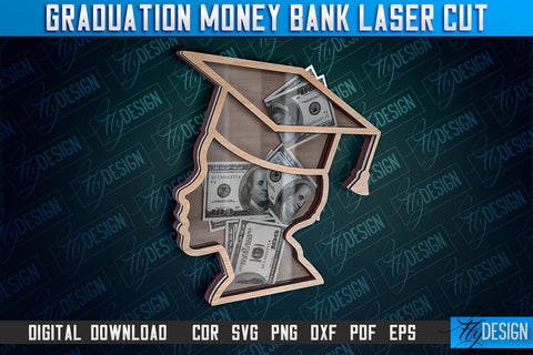 Graduation Money Bank Laser Cut | Grad 2024 Laser Cut Design SVG Fly Design 