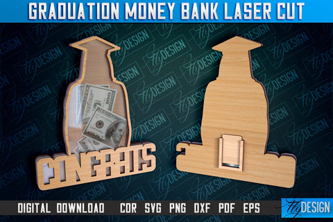 Graduation Money Bank Laser Cut | Grad 2024 Laser Cut Design SVG Fly Design 