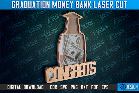 Graduation Money Bank Laser Cut | Grad 2024 Laser Cut Design SVG Fly Design 