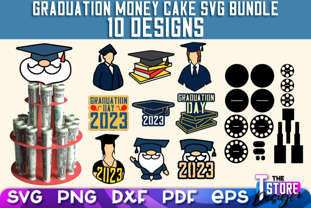 Graduation Money Cake SVG Bundle | Money Holder SVG Design | Gift SVG Design SVG The T Store Design 