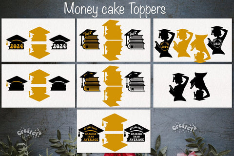 Graduation money cake SVG Graduation Bundle Money holder SVG Cardstock money cake SVG Createya Design 