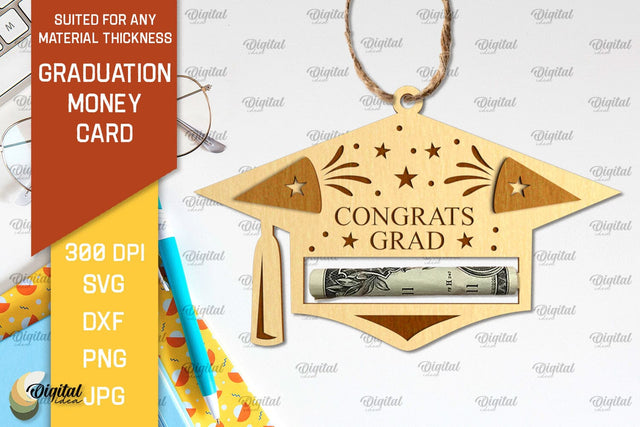 Graduation Money Card SVG. Money Holder Laser Cut SVG Evgenyia Guschina 