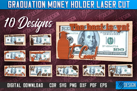 Graduation Money Holder Laser Cut Bundle | Money Holder Design | Gift SVG Design SVG Fly Design 