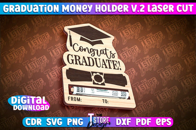 Graduation Money Holder Laser Cut | Money Holder Design | Gift SVG Design SVG The T Store Design 