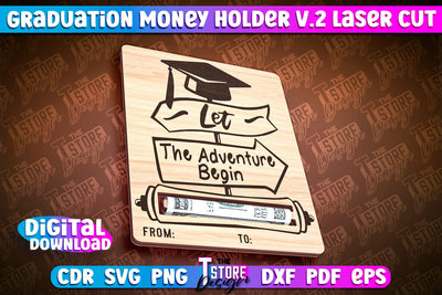 Graduation Money Holder Laser Cut | Money Holder Design | Gift SVG Design SVG The T Store Design 