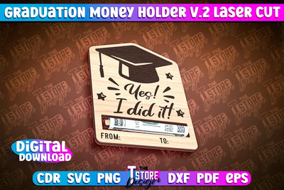 Graduation Money Holder Laser Cut | Money Holder Design | Gift SVG Design SVG The T Store Design 