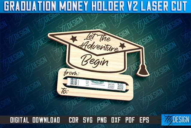 Graduation Money Holder Laser Cut | Money Holder Design | Gift SVG Design v.2 SVG Fly Design 