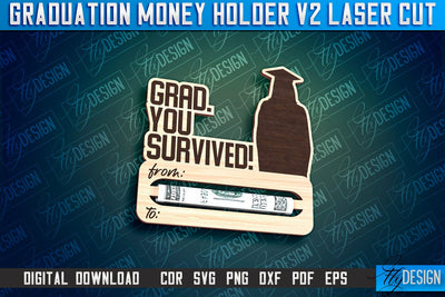 Graduation Money Holder Laser Cut | Money Holder Design | Gift SVG Design v.2 SVG Fly Design 