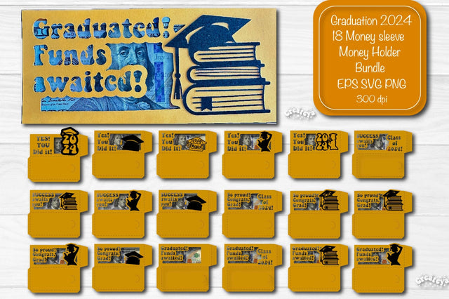 Graduation money holder SVG 2024 Graduation Bundle Money sleeve SVG Cardstock Papercut SVG Createya Design 
