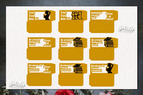 Graduation money holder SVG 2024 Graduation Bundle Money sleeve SVG Cardstock Papercut SVG Createya Design 