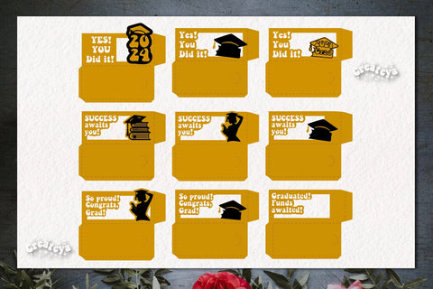 Graduation money holder SVG 2024 Graduation Bundle Money sleeve SVG Cardstock Papercut SVG Createya Design 