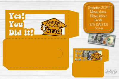 Graduation money holder SVG 2024 Graduation Gift Money sleeve SVG Cardstock Papercut SVG Createya Design 