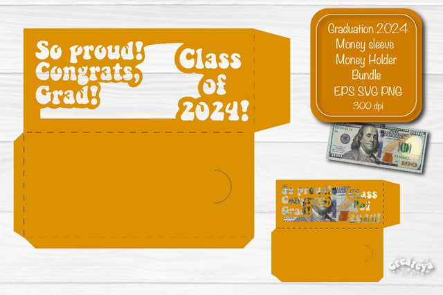 Graduation money holder SVG 2024 Graduation Gift Money sleeve SVG Cardstock Papercut SVG Createya Design 