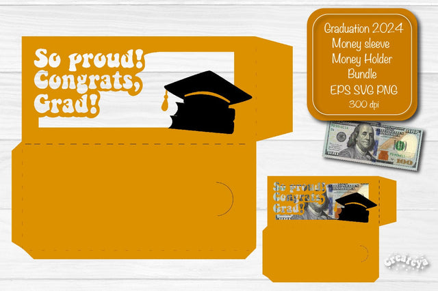 Graduation money holder SVG 2024 Graduation Gift Money sleeve SVG Cardstock Papercut SVG Createya Design 