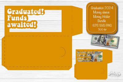 Graduation money holder SVG 2024 Graduation Gift Money sleeve SVG Cardstock Papercut SVG Createya Design 
