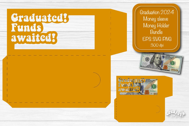 Graduation money holder SVG 2024 Graduation Gift Money sleeve SVG Cardstock Papercut SVG Createya Design 