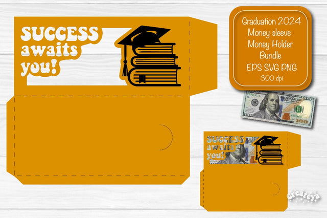 Graduation money holder SVG 2024 Graduation Gift Money sleeve SVG Cardstock Papercut SVG Createya Design 