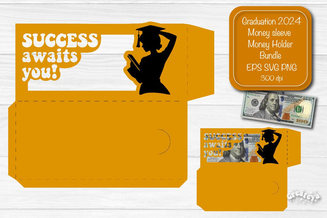 Graduation money holder SVG 2024 Graduation Gift Money sleeve SVG Cardstock Papercut SVG Createya Design 