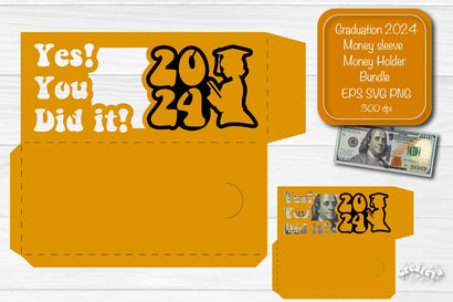 Graduation money holder SVG 2024 Graduation Gift Money sleeve SVG Cardstock Papercut SVG Createya Design 
