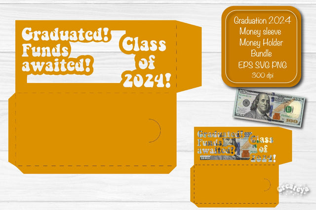 Graduation money holder SVG 2024 Graduation Gift Money sleeve SVG Cardstock Papercut SVG Createya Design 