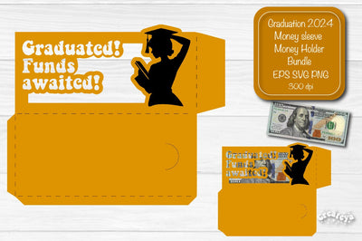 Graduation money holder SVG 2024 Graduation Gift Money sleeve SVG Cardstock Papercut SVG Createya Design 