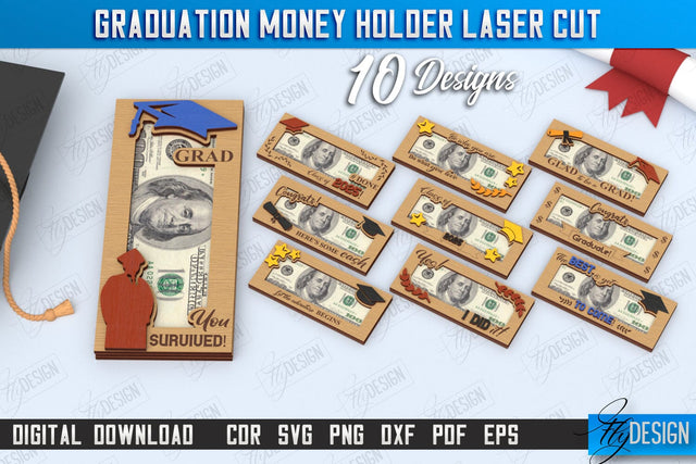 Graduation Money Holders Bundle | Grad 2025 | Graduation Gift Idea | Money Card | CNC Files SVG Fly Design 