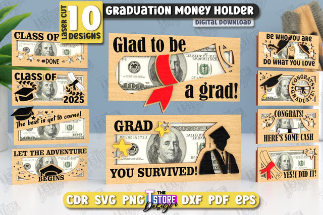 Graduation Money Holders Bundle | Grad 2025 | Graduation Gift Idea | Money Card | CNC Files SVG The T Store Design 