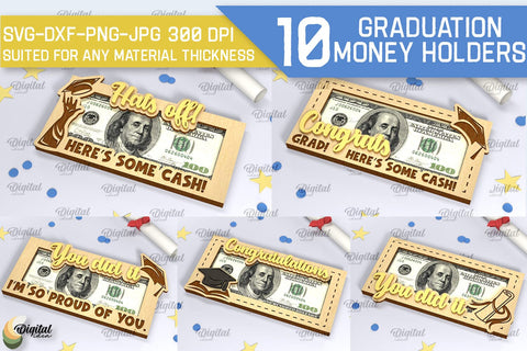 Graduation Money Holders SVG Bundle. Laser Cut Money Boxes SVG SVG Evgenyia Guschina 