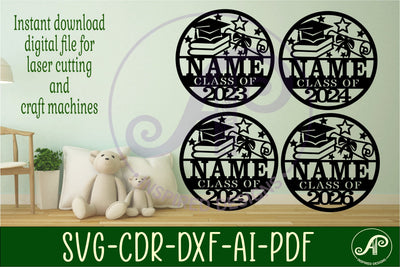 Graduation name sign svg laser cut template - So Fontsy