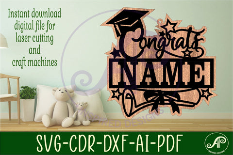 Graduation name sign svg laser cut template SVG APInspireddesigns 