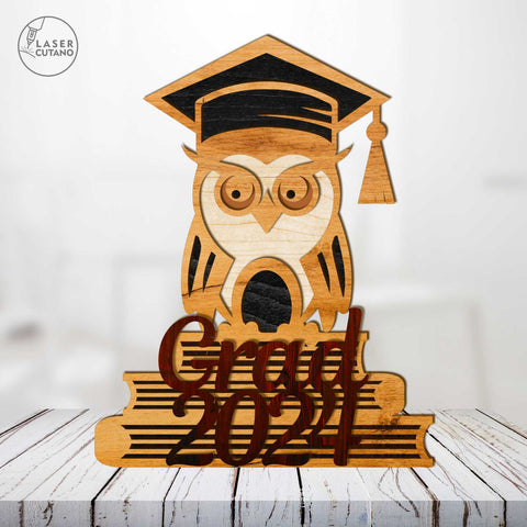 Graduation Owl Decorative Template, Laser Cut File SVG LaserCutano 