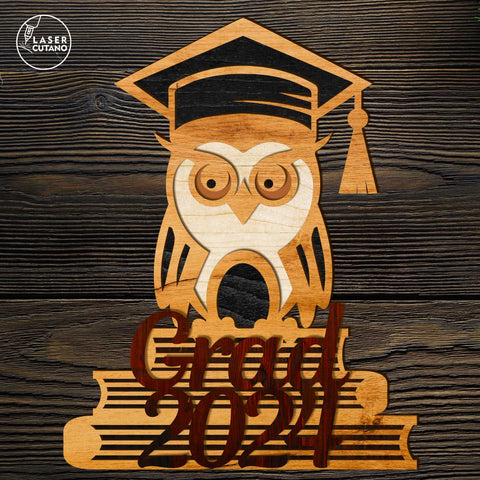 Graduation Owl Decorative Template, Laser Cut File SVG LaserCutano 