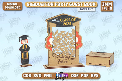 Graduation Party Guest Book | Grad Drop Box Guestbook | Grad Wishes | Template Grad Dropbox | CNC File SVG The T Store Design 