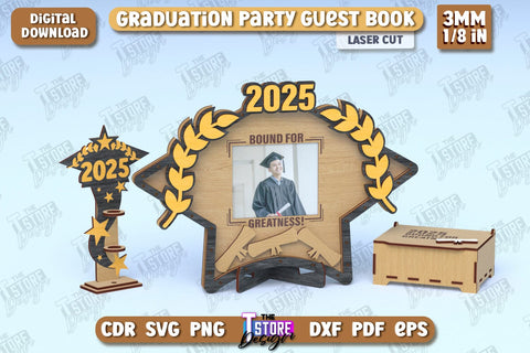 Graduation Party Guest Books Bundle | Grad Guestbook | Grad Wishes | Template Grad Dropbox | CNC Files SVG The T Store Design 
